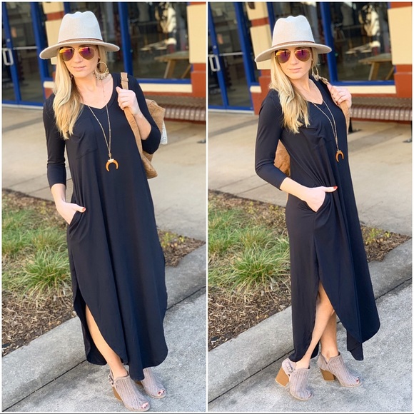 Infinity Raine Dresses & Skirts - Black V-Neck Maxi Dress